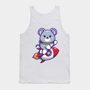 Cute mouse riding rocket cartoon Tank Top